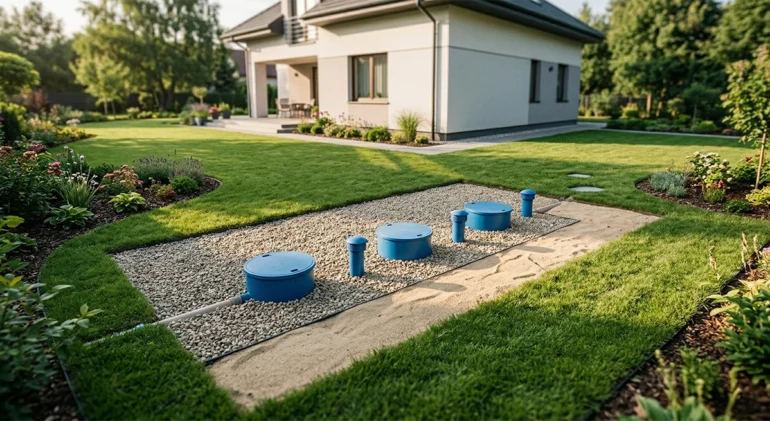 Widok przydomowej oczyszczalni ścieków